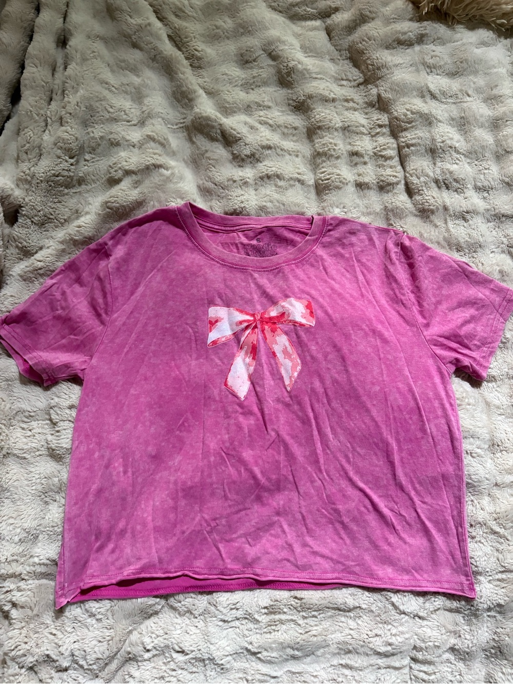 Girls Pink Bow Graphic Tee - Kids Shirt